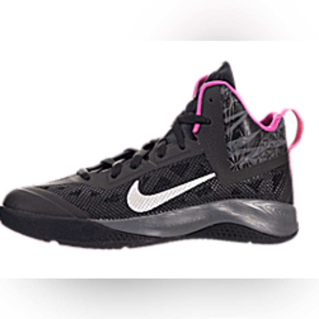 Nike Hyperfuse 2013 Sz 5y Black Metallic Silver Dark Grey Pink